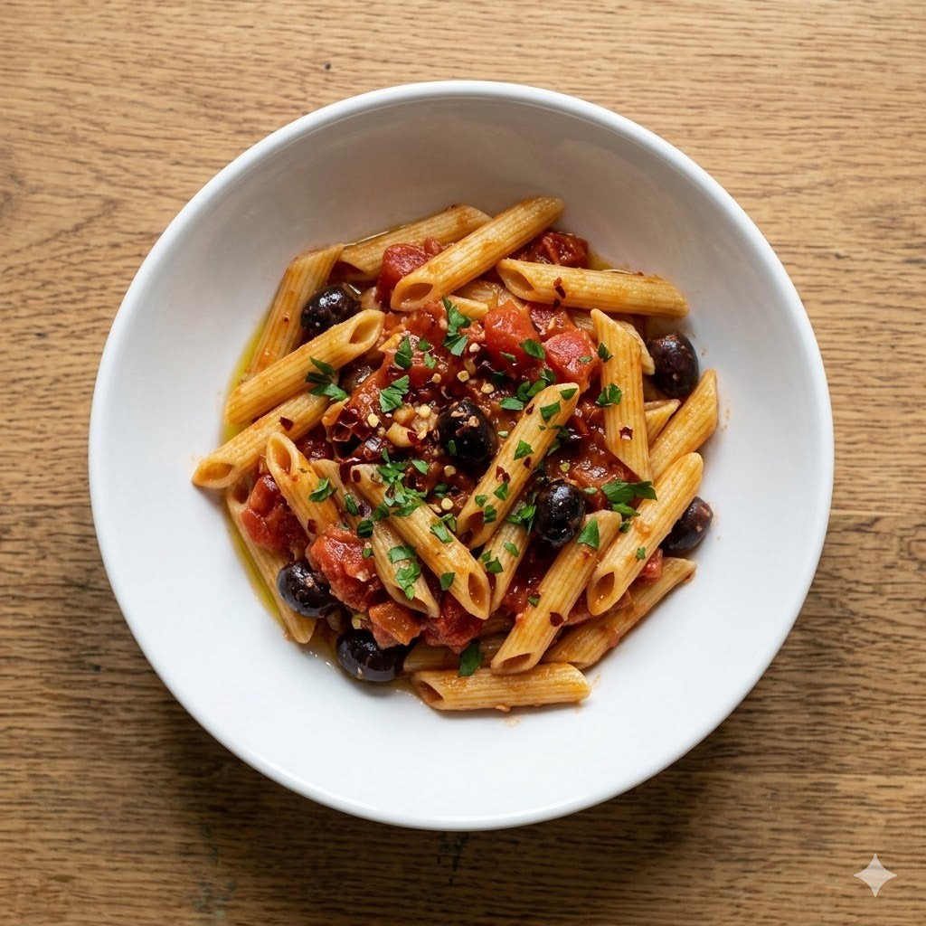 Пене ал арабиата с маслини